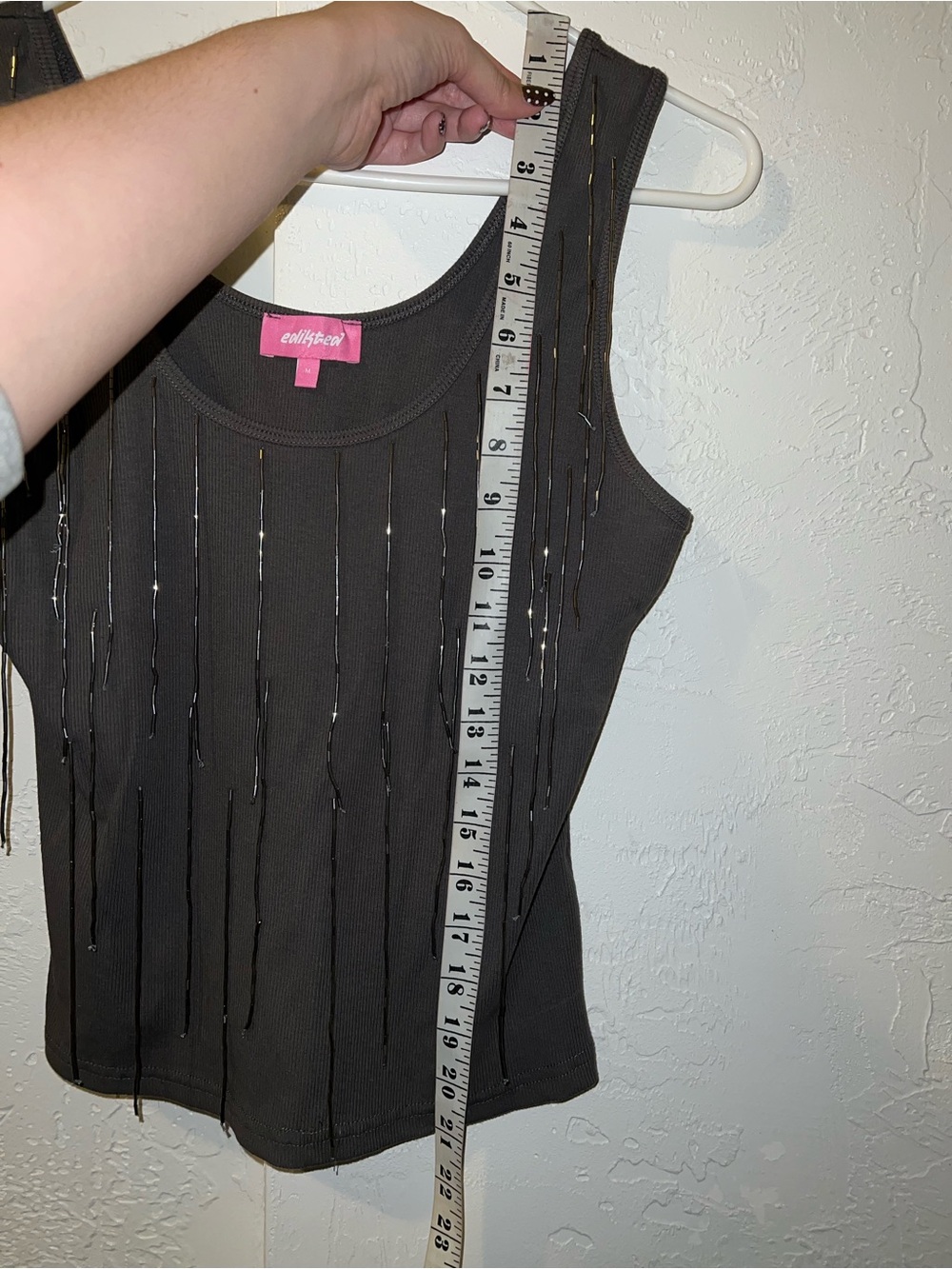 Edikted Beaded Fringe Ribbed Tank Top - Picture 8 of 9
